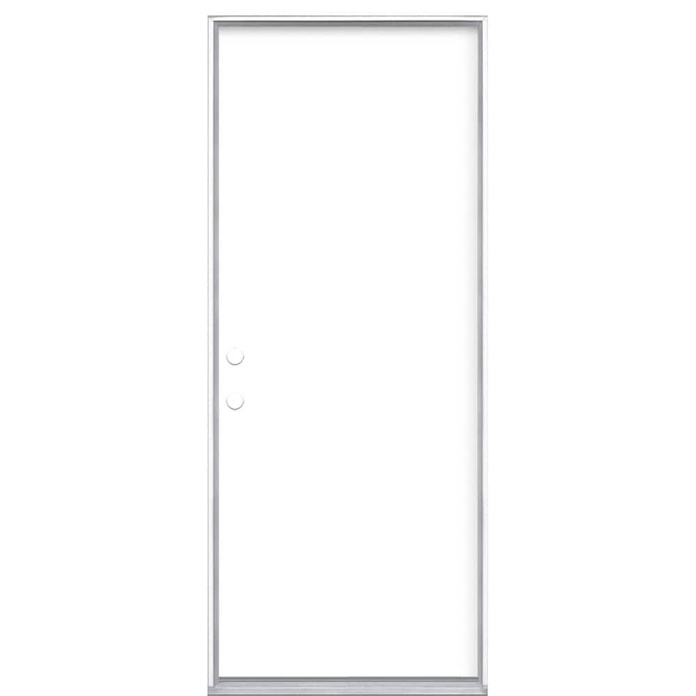 Masonite 32 in. x 80 in. Flush RightHand Inswing Ultra White Painted Steel Prehung Front
