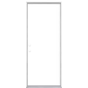 32 in. x 80 in. Flush Right-Hand Inswing Ultra White Painted Steel Prehung Front Exterior Door No Brickmold