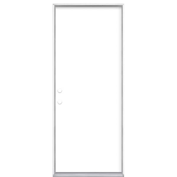 Masonite 32 in. x 80 in. Flush Right-Hand Inswing Ultra White Painted Steel Prehung Front Exterior Door No Brickmold