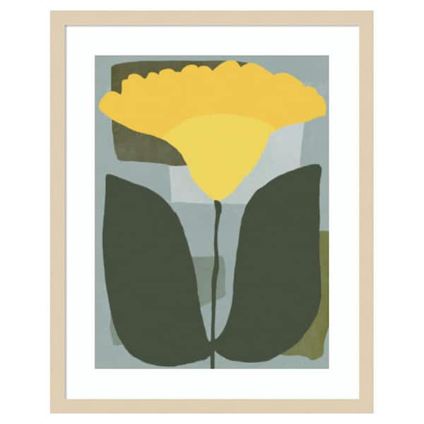 Amanti Art Big Yellow Bloom by Little Dean 1-Piece Framed Giclee Abstract Art Print 25 in x 20 in