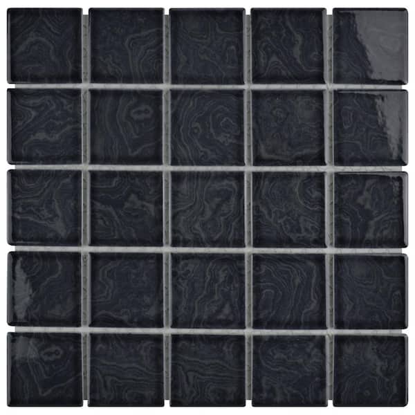 Merola Tile Resort Storm Black 12 in. x 12 in. Porcelain Mosaic Tile (1.02 sq. ft./Each)