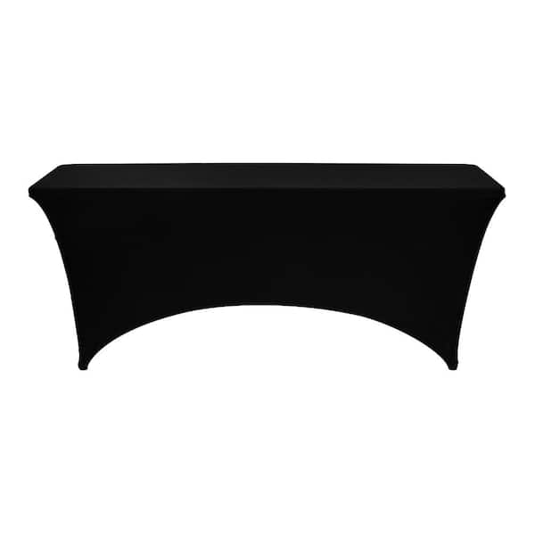 Fitted Tablecloth 6 Pack for 6 ft. Rectangle Tables, Stretch Spandex Table Covers, Washable, Black, for Events