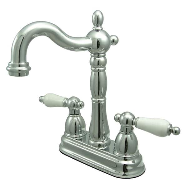 Kingston Brass Heritage 2-Handle Bar Faucet in Polished Chrome