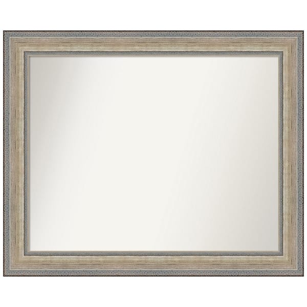 Amanti Art Fleur Silver 33.25 in. x 27.25 in. Non-Beveled Traditional Rectangle Wood Framed Wall Mirror in Silver