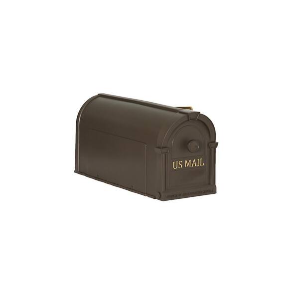 Postal Pro Post-Mount Hampton Mailbox in Bronze with Gold Lettering Postal Pro Post-Mount Hampton Mailbox in Bronze with Gold Lettering