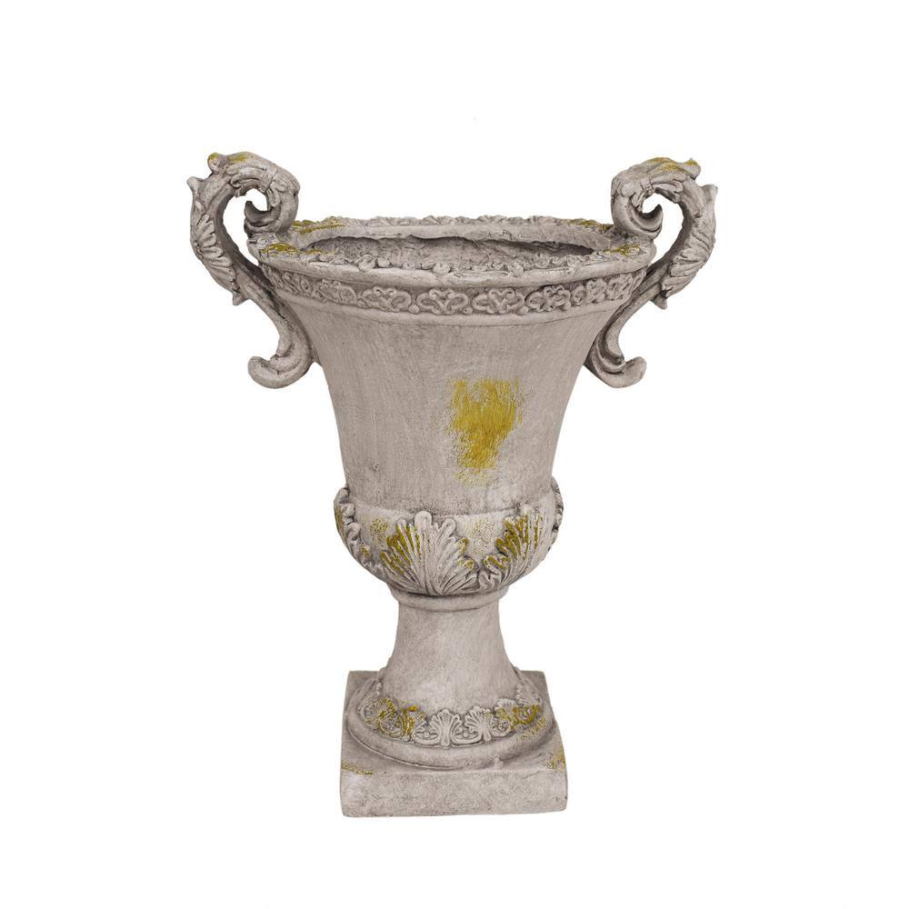 Gray Moss Lightweight Concrete Roman Garden Urn Planter