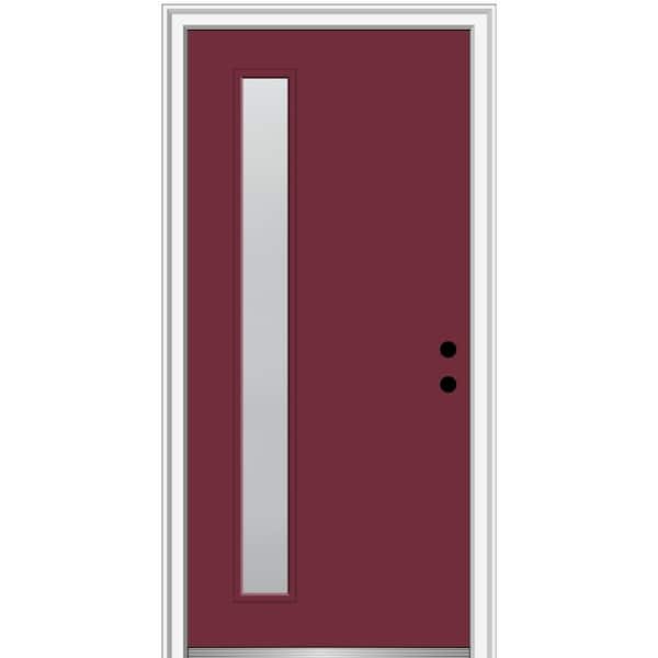 MMI DOOR 36 in. x 80 in. Viola Left-Hand Inswing 1-Lite Frosted Glass Painted Fiberglass Prehung Front Door on 4-9/16 in. Frame