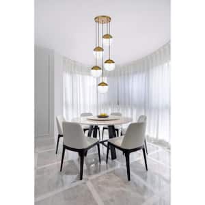 Timeless Home Ellie 5-Light Brass Pendant with 8 in. W x 7.5 in. H Clear Glass Shade