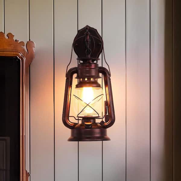 Ecogleam 7 in. Indoor 1-Light Rustic Bronze Wall Sconce with Clear