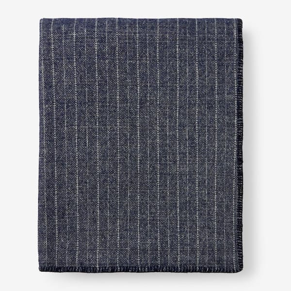 The Company Store Pinstripe Navy Wool Full/Queen Blanket