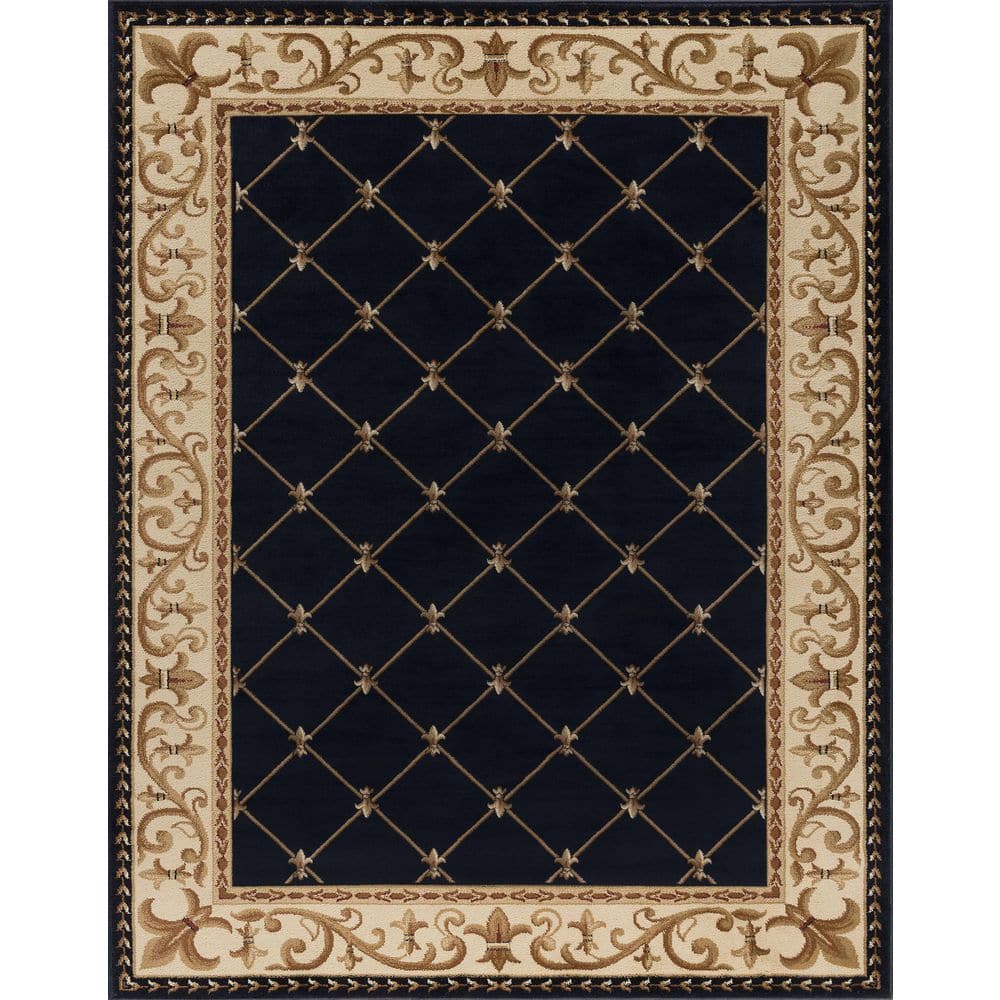 Tayse Rugs Sensation Border Black 9 ft. x 12 ft. Indoor Area Rug ...