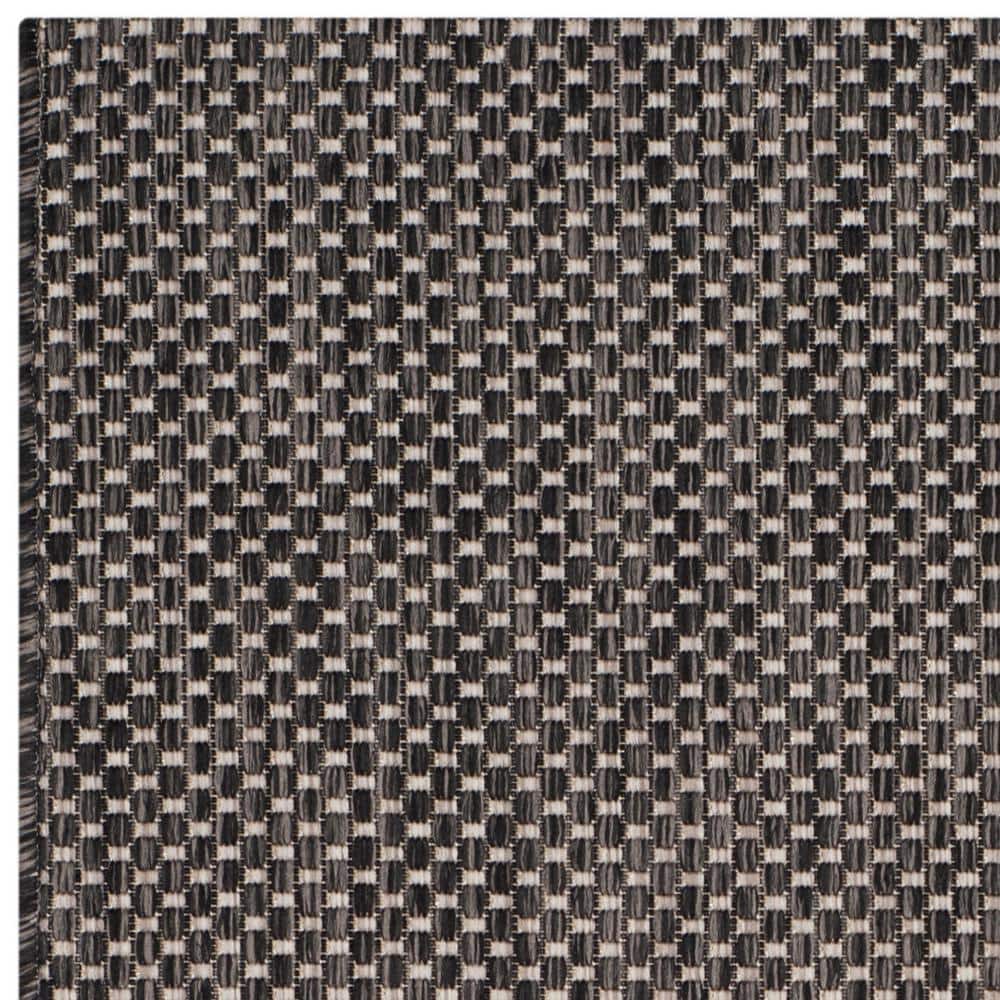 Contemporary Black/Beige Synthetic Indoor/Outdoor Rug, 2'7" x 5'