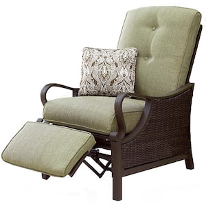 Saratoga Wicker Outdoor Recliner with Vintage Meadow Cushions