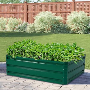 12 in. Dark Green Metal Patio Raised Garden Bed for Vegetable Flower Planting
