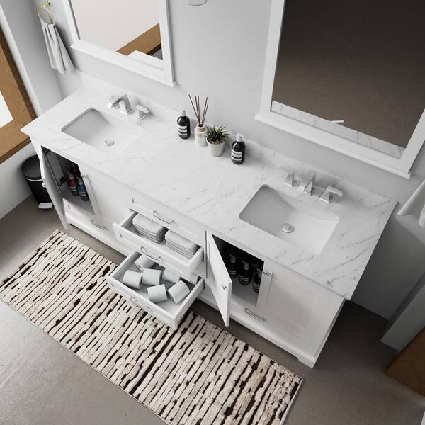 Lexora Dukes 80 in. W x 22 in. D White Double Bath Vanity and