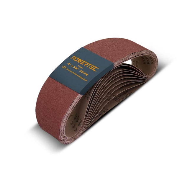 4 in. x 36 in. 80-Grit Aluminum Oxide Sanding Belt for Belt and Disc Sander (10-Pack)