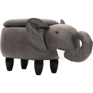 Gray Elephant Animal Shape Storage Ottoman
