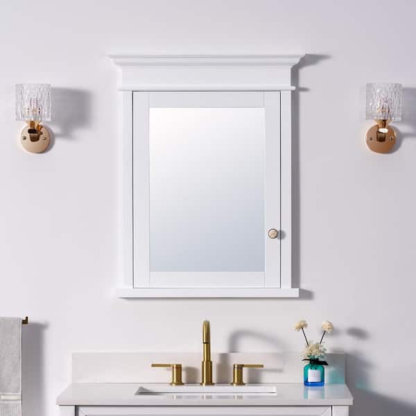 ANGELES HOME 26 in. W x 32 in. H Recessed Mount Rectangular Wood Medicine Cabinet with Mirror and Adjustable Glass Shelves