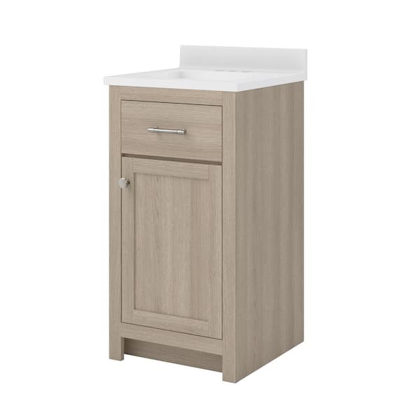 Reese 19 in. W x 17 in. D x 38 in. H Single Sink Bath Vanity in Light Oak with White Cultured Marble Top