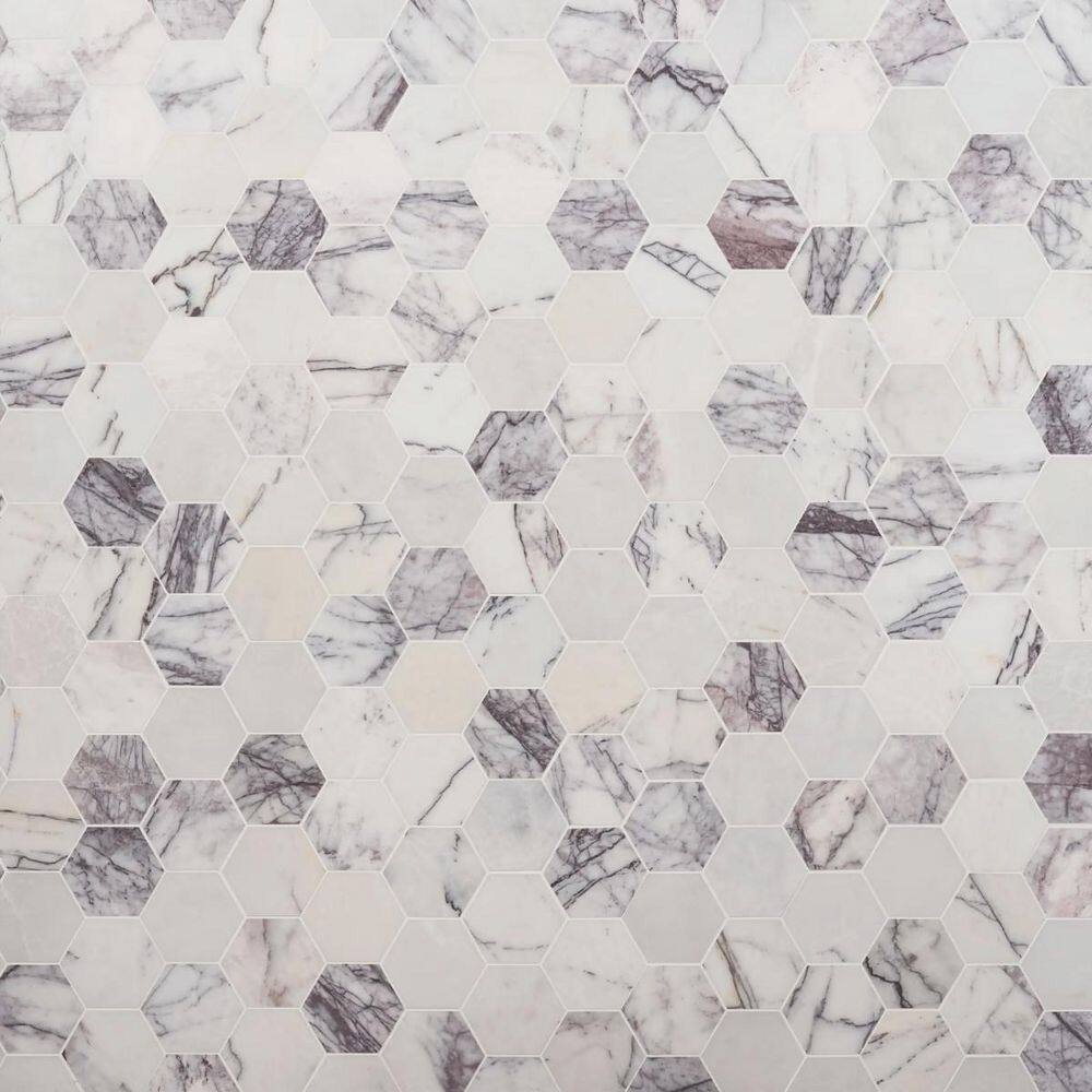 Etherea Lilac 12 in. x 12 in. Hexagon Honed Marble Mosaic Floor and Wall Tile (1 Sq. Ft. / Sheet) price history on PriceWatchPro