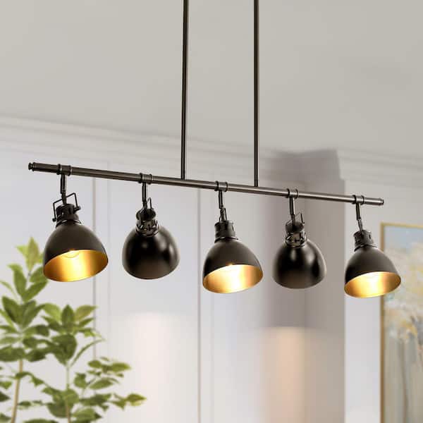 Rennnsan Tiernan 5-Light Black Linear Industrial Pendant Light
