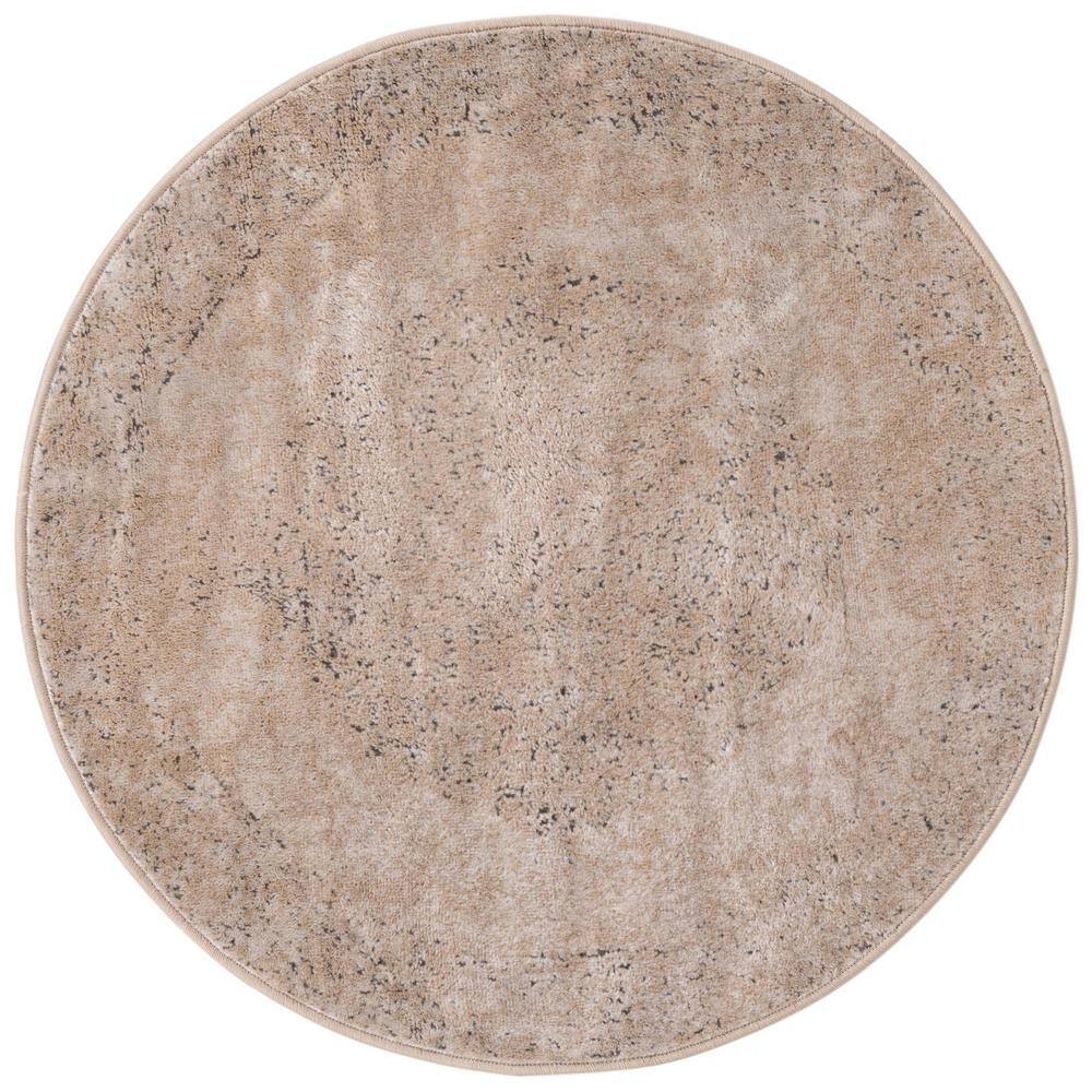 Ivory Round Polypropylene and Polyester Indoor Rug