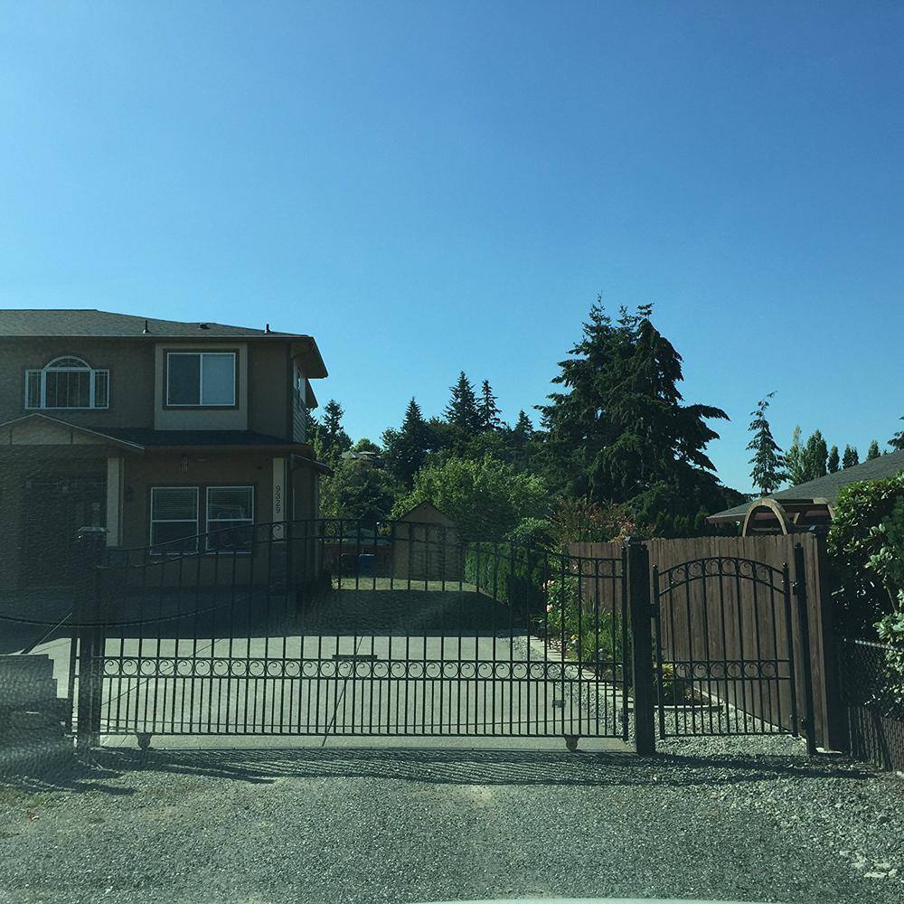 London Style 12' Black Steel Sliding Driveway Gate with Opener