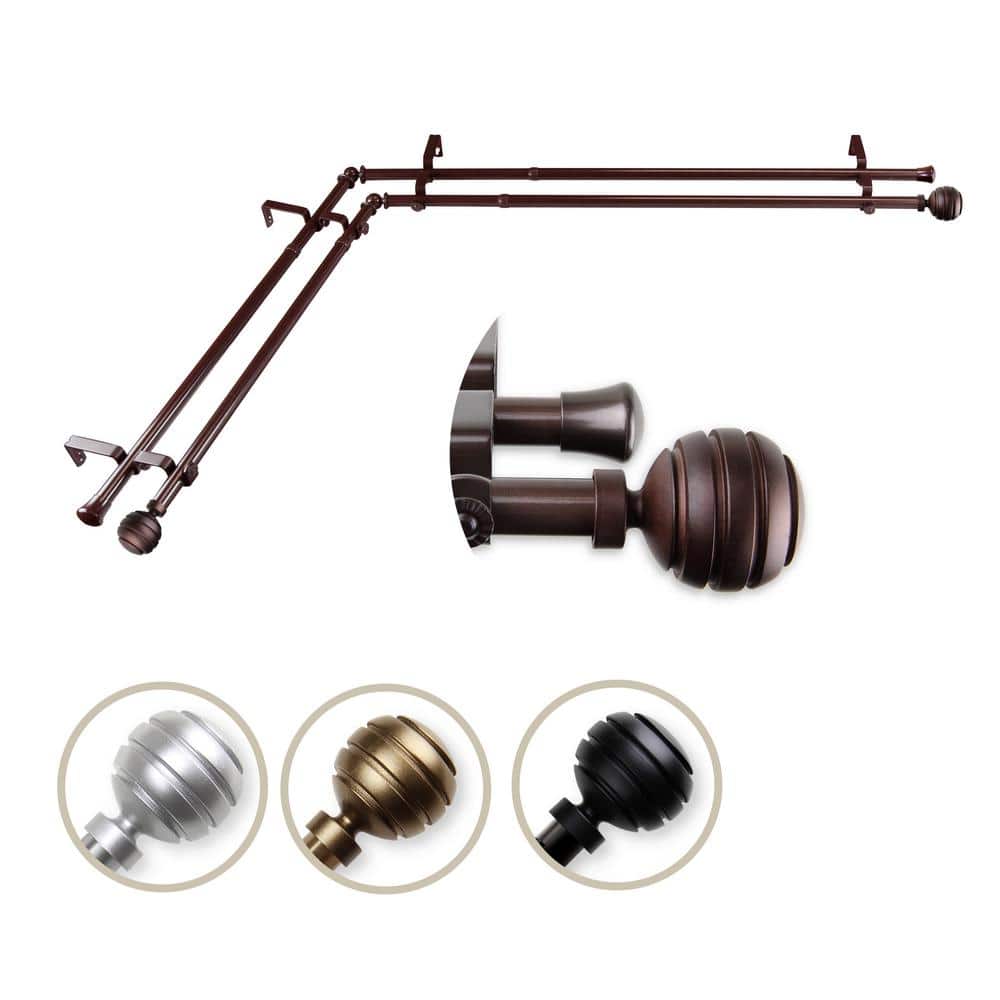 "13/16"" Dia Adjustable 48"" to 84"" Double Corner Window Curtain Rod in Cocoa with Poise Finials" price history on PriceWatchPro