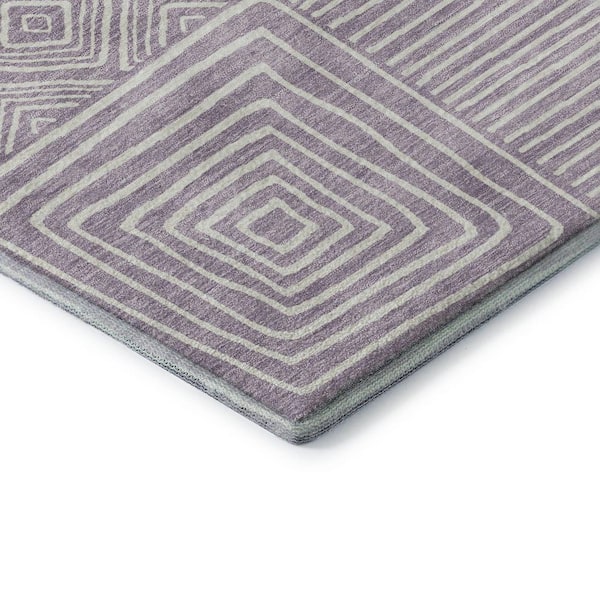 Mayfield Premium Machine Washable Abstract AMF1044 Lavender 2 ft. 3 in. x 7 ft. 6 in. Runner Rug