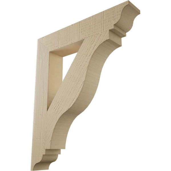 Ekena Millwork 3.5 in. x 24 in. x 20 in. Funston Traditional Rough Cedar Woodgrain Timberthane Polyurethane Bracket, Primed Tan