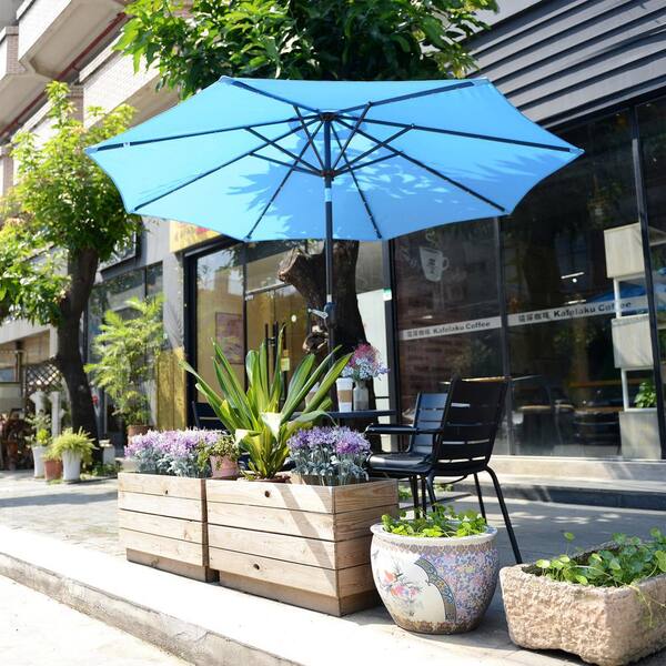 Villacera 9 ft. Steel Market Solar Tilt LED Lighted Patio Umbrella in Blue  HWD630710 - The Home Depot