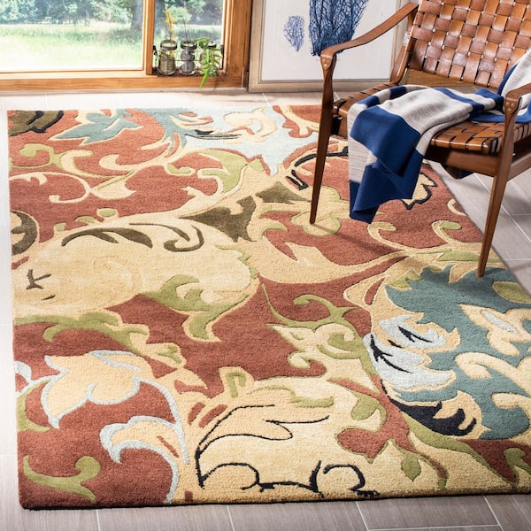 Soho 4 ft. x 6 ft. Rust/Multi Ornate Botanical Area Rug