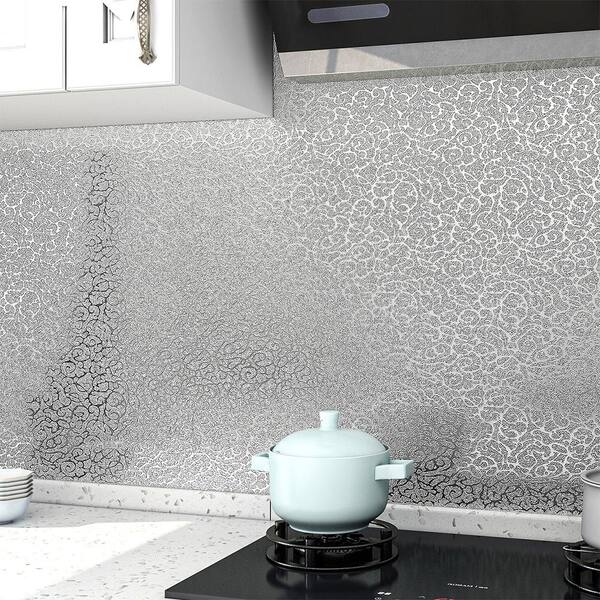 Pro Space Silver Rattan Pattern PVC Kitchen Backsplash Wallpaper Sticker  High-Temperature Resistant  in. x  in. (2-Pack) KBS405RPS2P - The  Home Depot