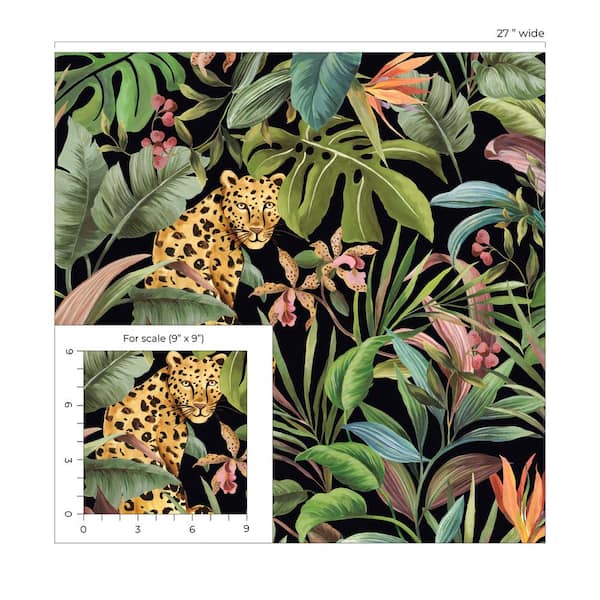 Animal Print Leopard Dark Natural Peel and Stick Vinyl Wallpaper  W9227-Vinyl-DarkNatural-216 - The Home Depot