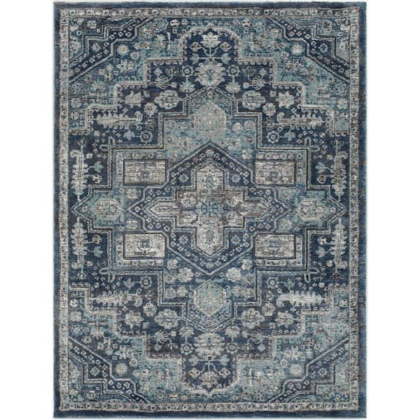 Livabliss Faustino Dark Blue 5 ft. x 7 ft. Indoor Area Rug