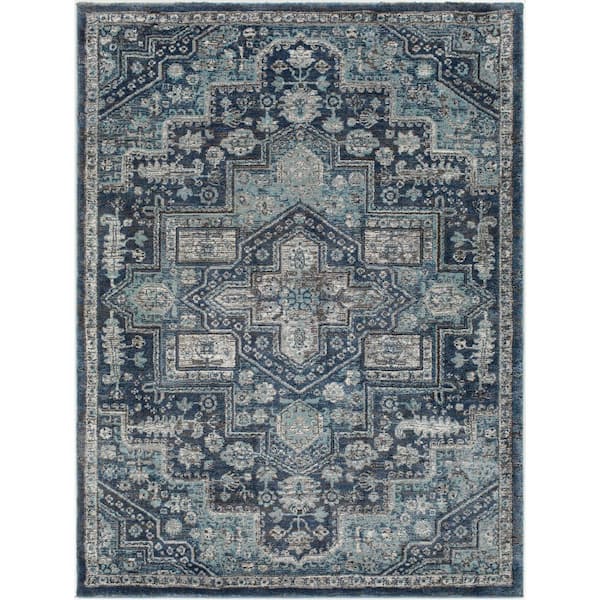 Livabliss Faustino Dark Blue 7 ft. x 9 ft. Indoor Area Rug