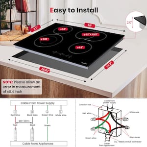 30 in. 4-Elements Smooth Radiant Electric Cooktop Include Dual and Tri-Ring Element in Black