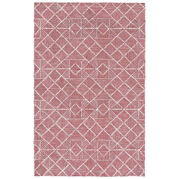 Abstract Red/Ivory 8 ft. x 10 ft. Diamond Geometric Area Rug