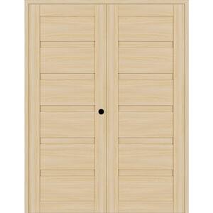 Louver 36 in. x 83.25 in. Left-Hand Active Loire Ash Wood Composite Double Prehung Interior Door