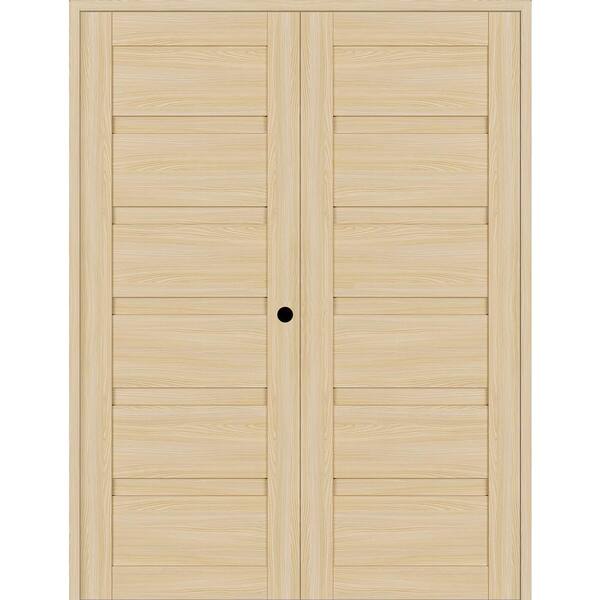 Belldinni Louver 36 in. x 83.25 in. Left-Hand Active Loire Ash Wood Composite Double Prehung Interior Door