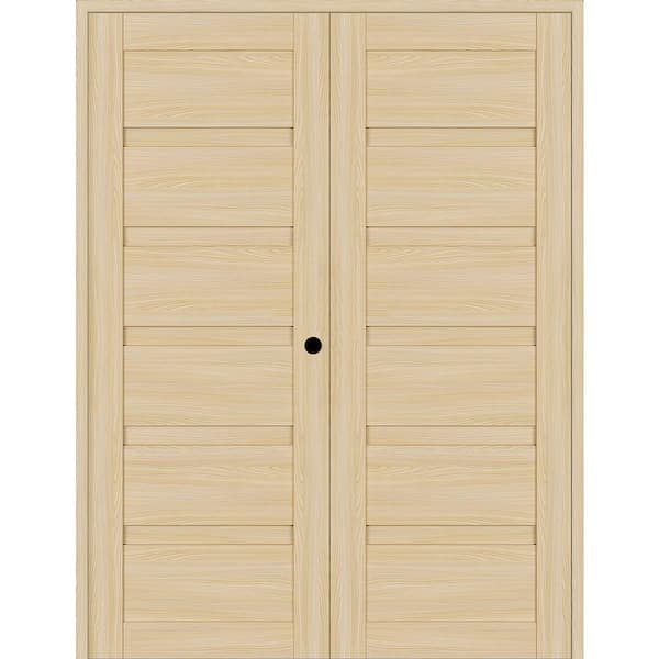 Belldinni Louver 48 in. x 83.25 in. Left-Hand Active Loire Ash Wood Composite Double Prehung Interior Door
