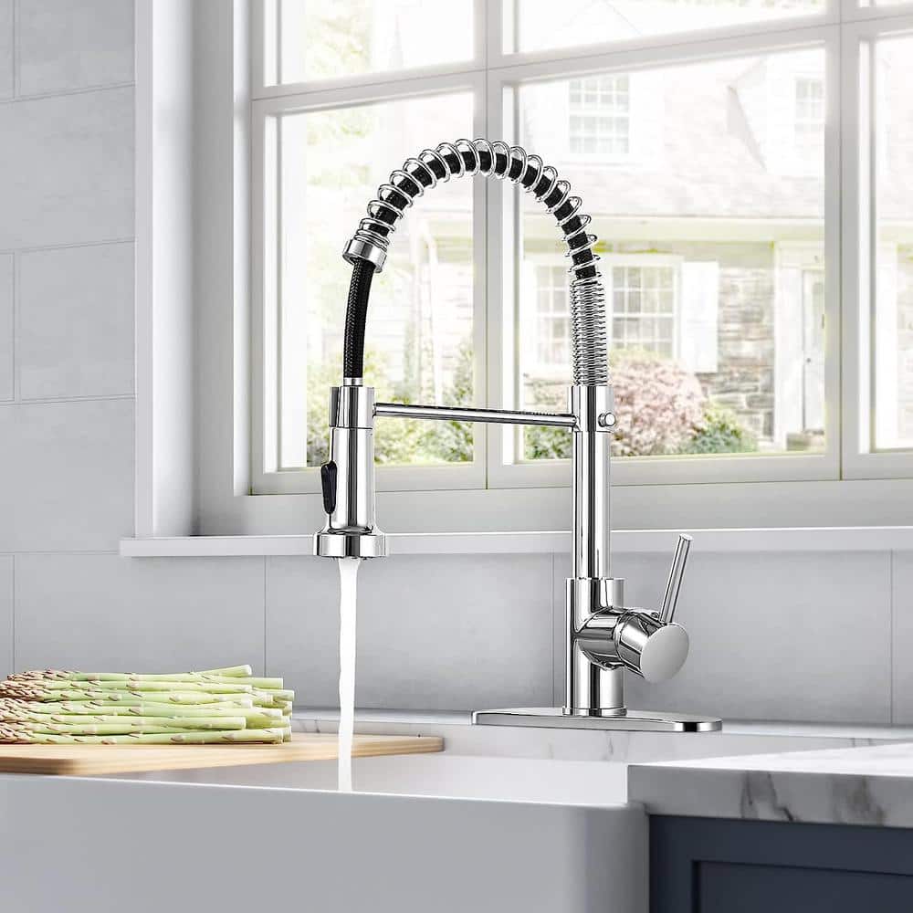 Polished Chrome Stainless Steel Pull Down Kitchen Faucet with Spray