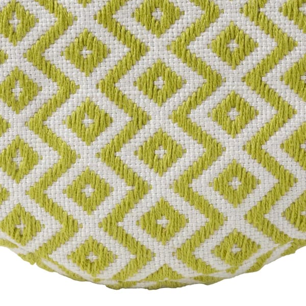 Osbourne Chartreuse Chevron Polyester 16 in. x 16 in. x 16 in. Cylinder Indoor/Outdoor Pouf