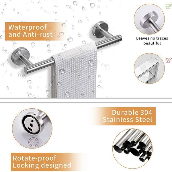 FORCLOVER 6-Piece Wall Mount Stainless Steel Bathroom Towel Rack