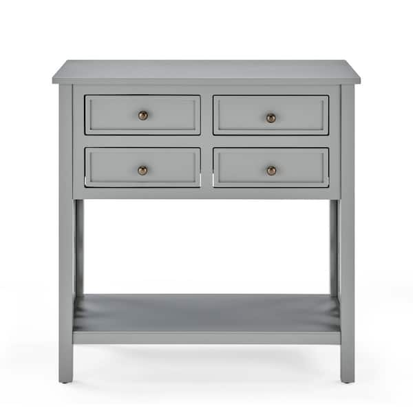 Alaterre Furniture Coventry 32 in. Gray Standard Rectangle Wood Console Table with 4-Drawers