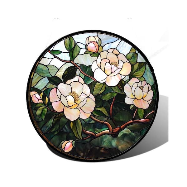15680F ジナー Sinar ピントグラス スクリーンバック 4×5 シノゴ Pink Flowers Green Leaf Sun Catcher Plant Stained Glass Art Glass