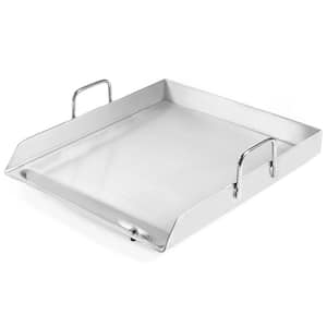 17 in. x 16 in. Stainless Steel Comal Flat Top BBQ Cooking Griddle For Double Stove