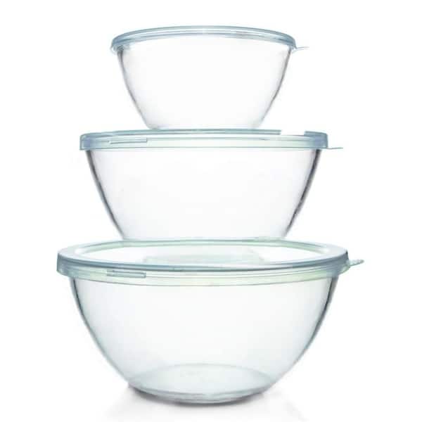 Glass Mixing Bowls with Lids for Cooking, Baking, Prepping, 4.5 qt. 2.7 qt. 1.1 qt. Large and Nesting Salad Bowls