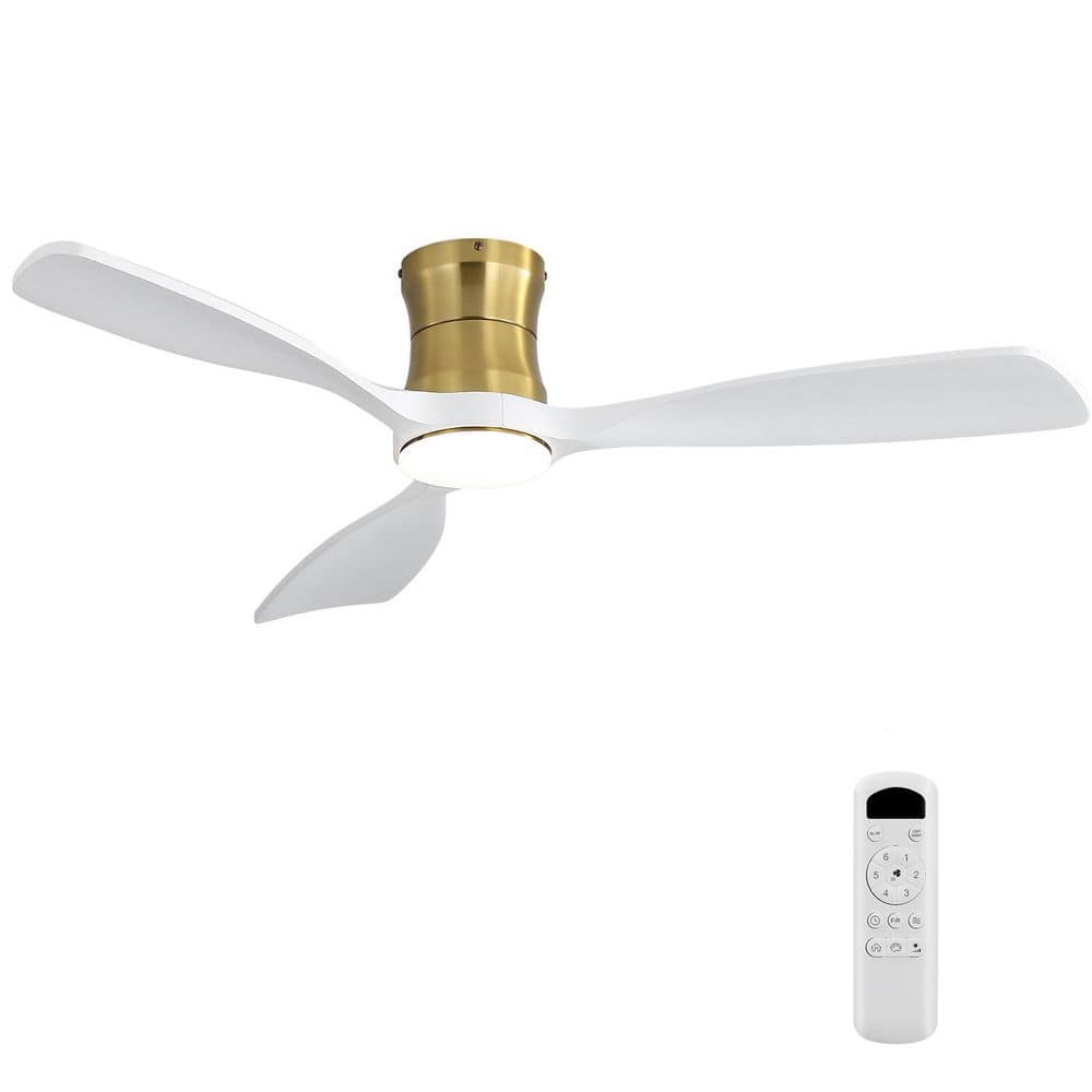 Modern 48 in. Gold 3 Wood Blades Flush Mount Standard Ceiling Fan with Dimmible Light and Remote and Memory Function price history on PriceWatchPro