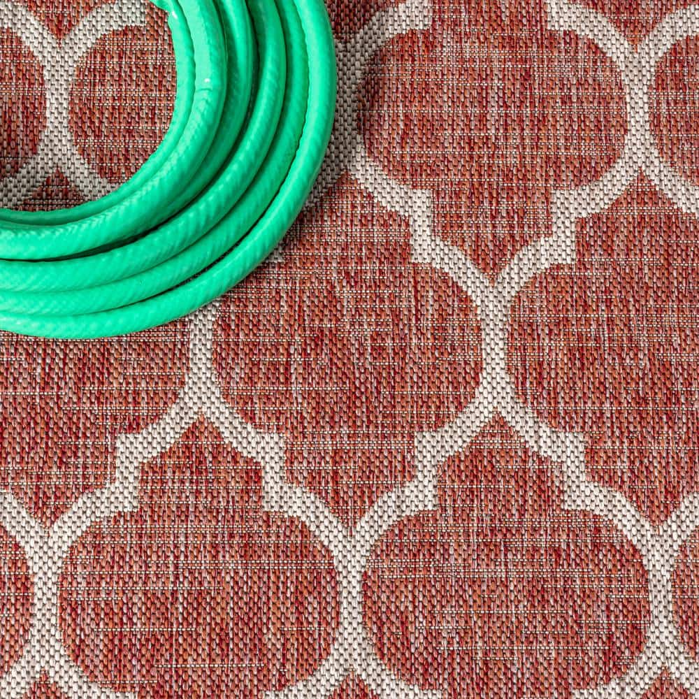 Moroccan Trellis Red/Beige Indoor/Outdoor Flatweave Rug